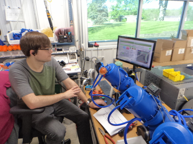 Plumbing product testing equipment at a manufacturing site