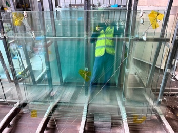 Thermocouples attached to glass during heat-soak oven calibration