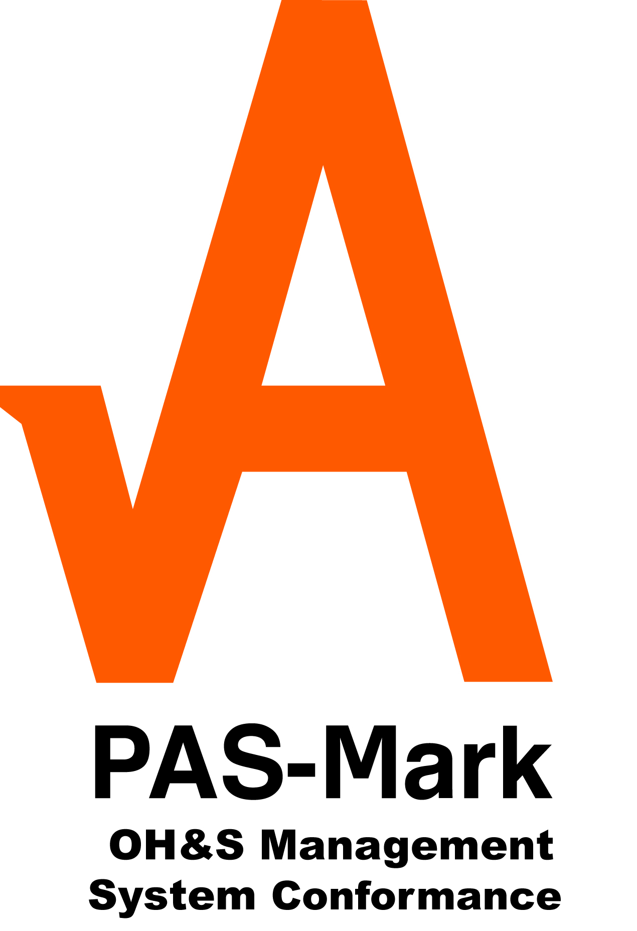 Orange PAS-Mark OH and S Management System Conformance logo